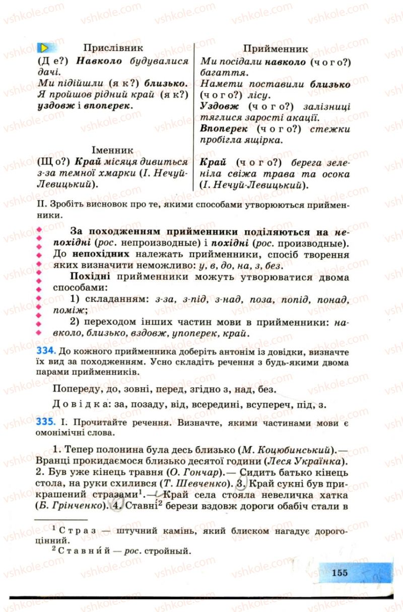 Страница 155 | Підручник Українська мова 7 клас Н.В. Бондаренко, А.В. Ярмолюк 2007