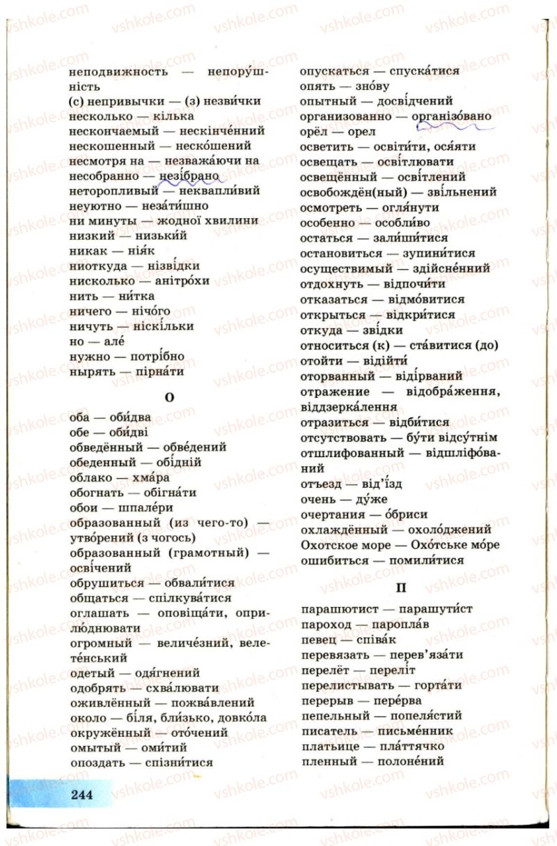 Страница 244 | Підручник Українська мова 7 клас Н.В. Бондаренко, А.В. Ярмолюк 2007