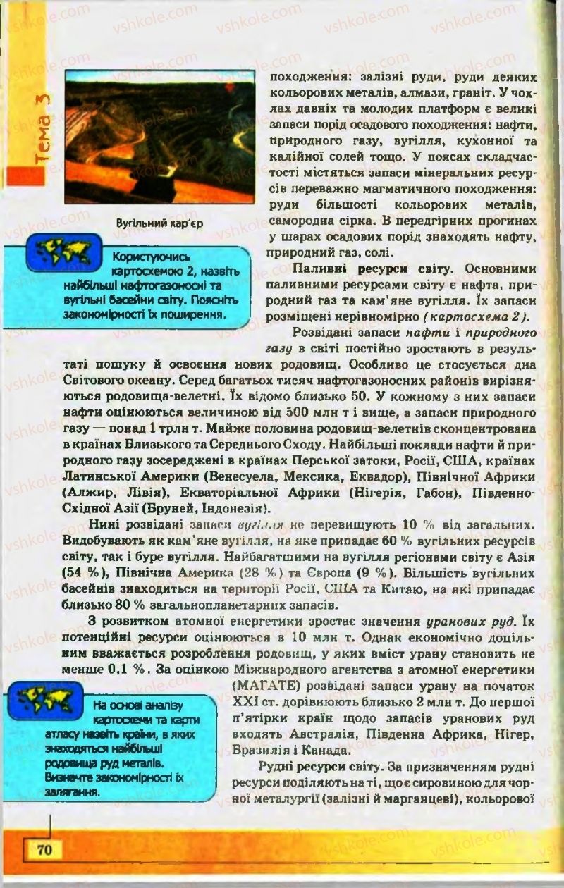 Страница 70 | Підручник Географія 10 клас С.Г. Кобернік, Р.Р. Коваленко 2010