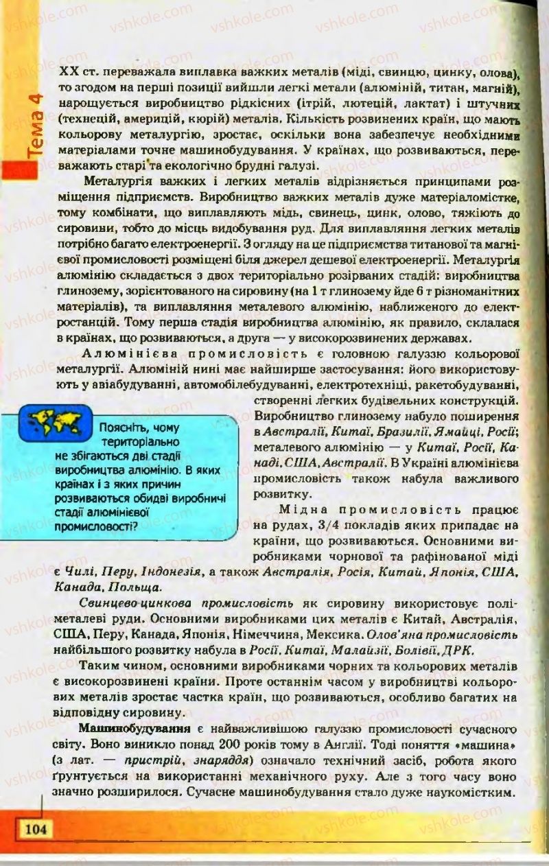 Страница 104 | Підручник Географія 10 клас С.Г. Кобернік, Р.Р. Коваленко 2010