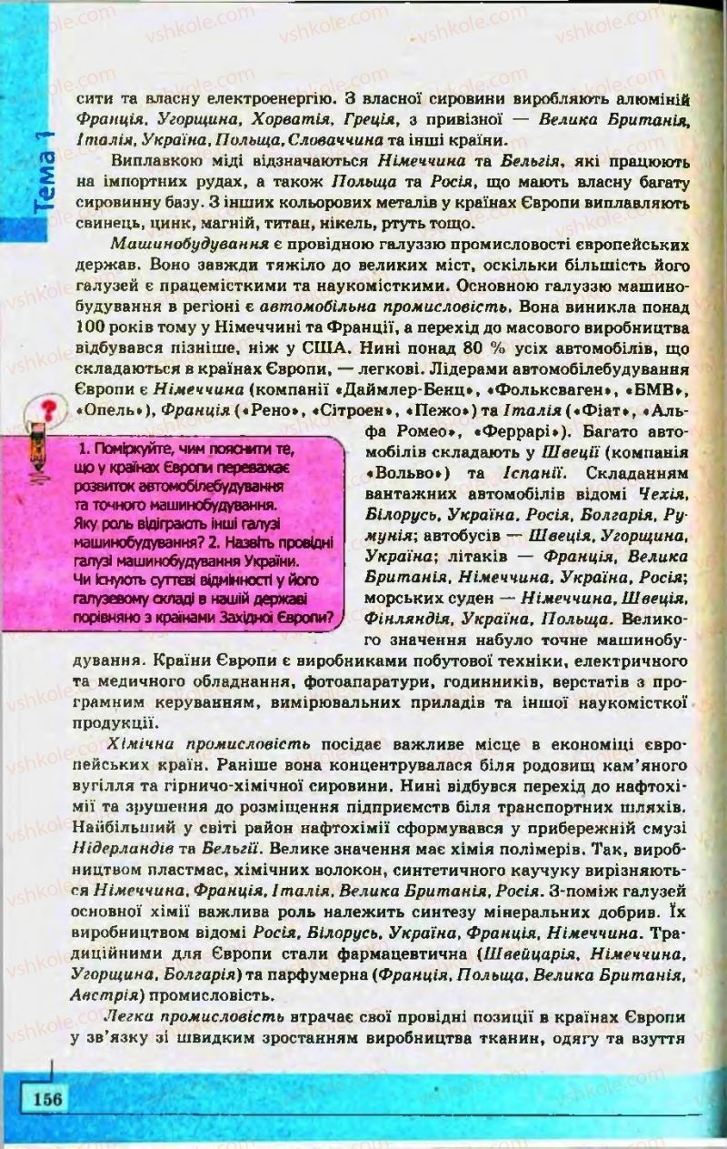 Страница 156 | Підручник Географія 10 клас С.Г. Кобернік, Р.Р. Коваленко 2010