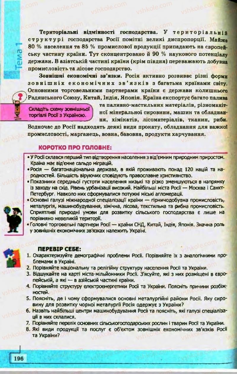 Страница 196 | Підручник Географія 10 клас С.Г. Кобернік, Р.Р. Коваленко 2010
