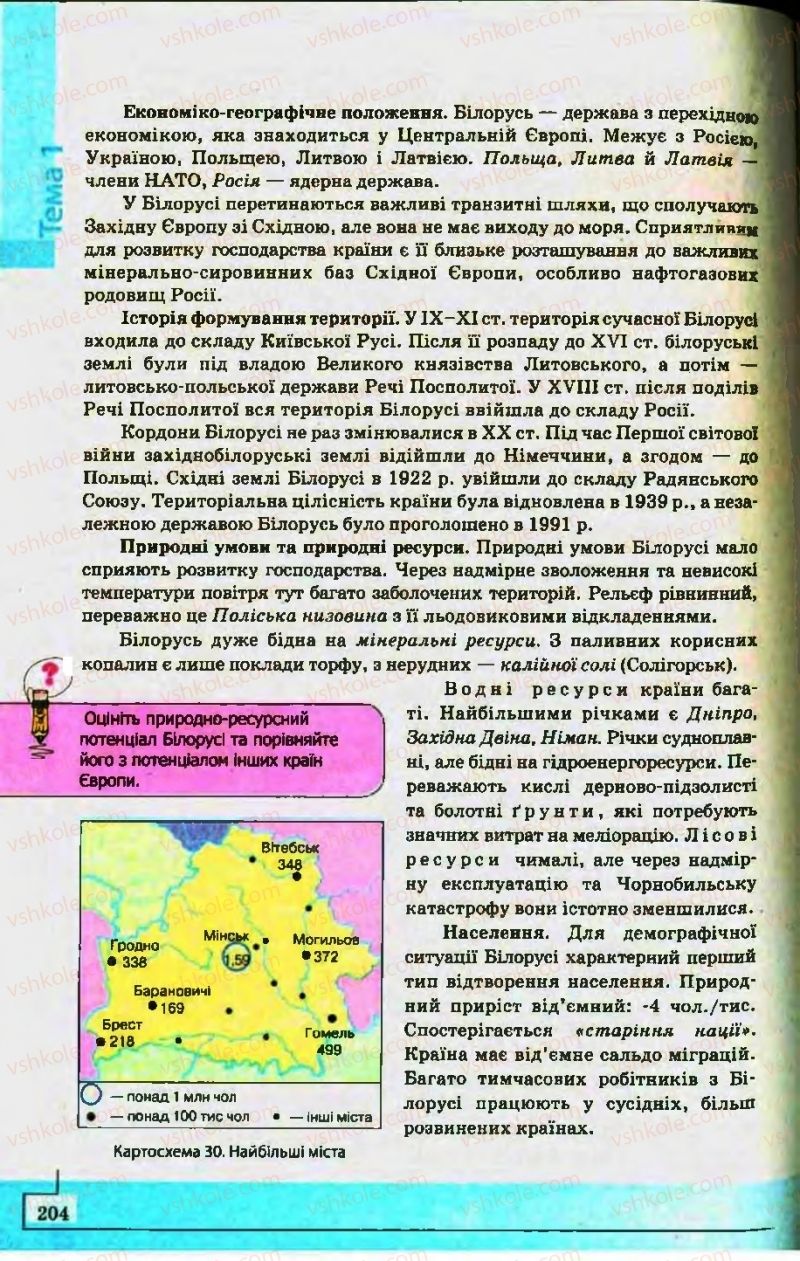 Страница 204 | Підручник Географія 10 клас С.Г. Кобернік, Р.Р. Коваленко 2010