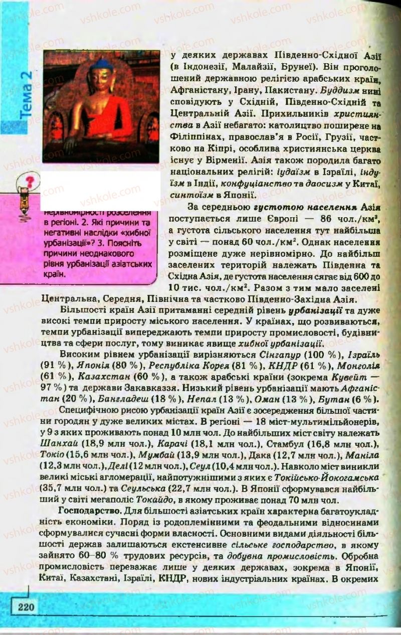 Страница 220 | Підручник Географія 10 клас С.Г. Кобернік, Р.Р. Коваленко 2010