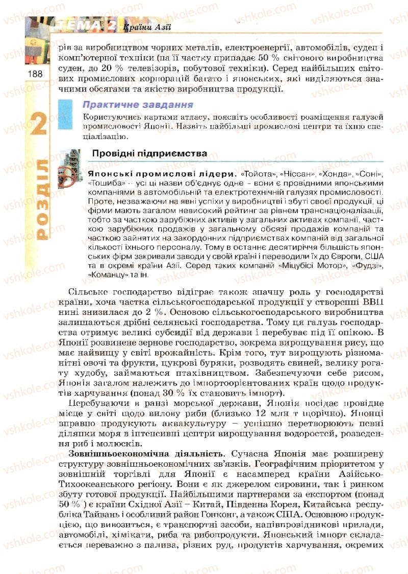 Страница 188 | Підручник Географія 10 клас В.Ю. Пестушко, Г.Ш. Уварова 2010