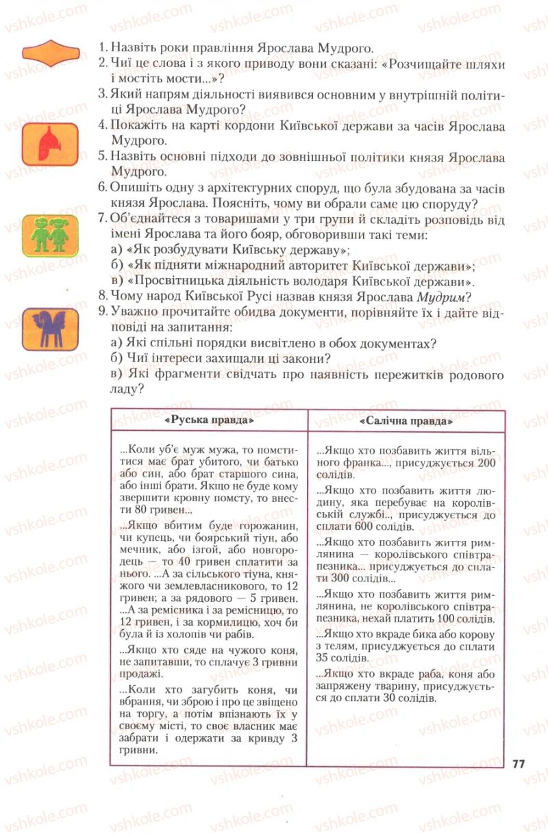 Страница 77 | Підручник Історія України 7 клас Ю.Ю. Свідерський, Т.В. Ладиченко, Н.Ю. Романишин 2007