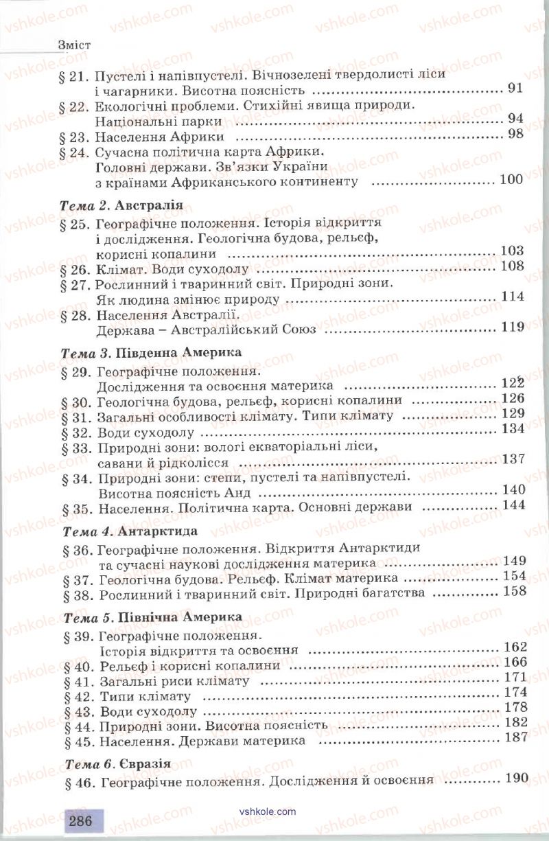 Страница 286 | Підручник Географія 7 клас В.Ю. Пестушко, А.Ш. Уварова 2007