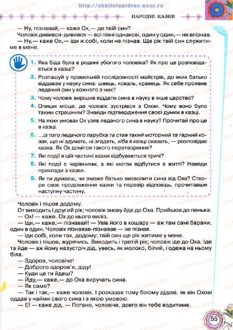 Страница 55 | Підручник Українська література 5 клас Л.Т. Коваленко 2013