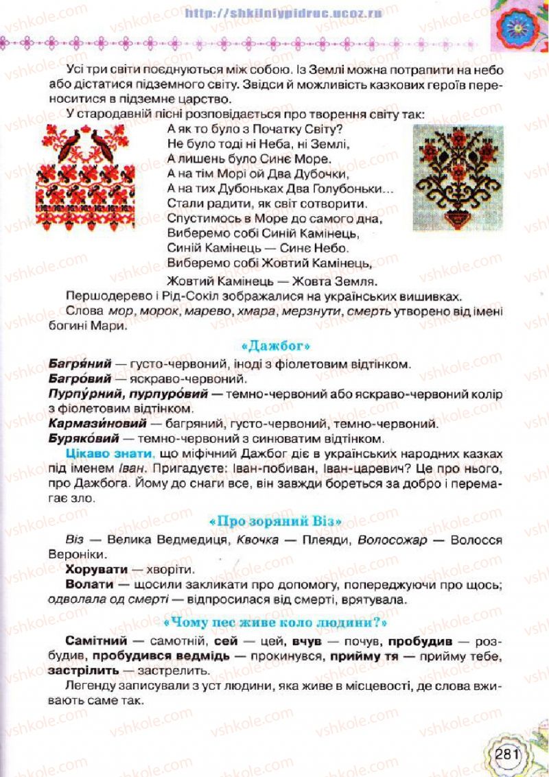 Страница 281 | Підручник Українська література 5 клас Л.Т. Коваленко 2013
