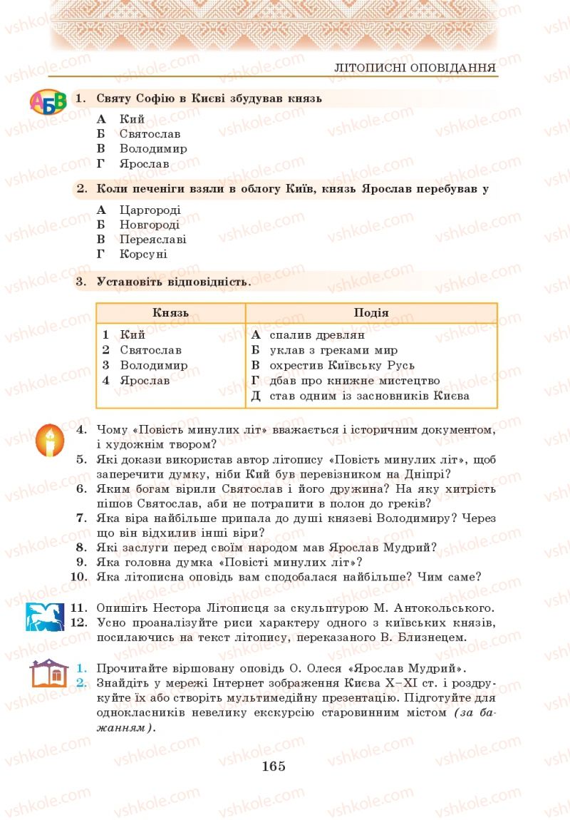 Страница 165 | Підручник Українська література 5 клас О.М. Авраменко 2013