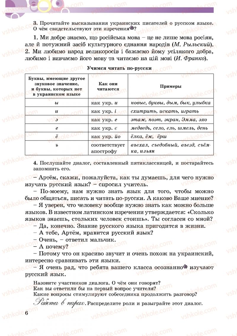 Страница 6 | Підручник Русский язык 5 клас Т.М. Полякова, Е.И. Самонова 2013