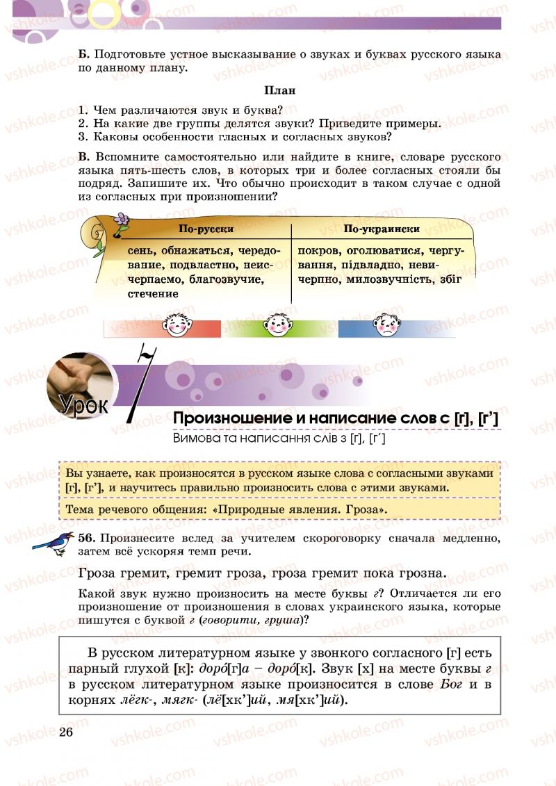Страница 26 | Підручник Русский язык 5 клас Т.М. Полякова, Е.И. Самонова 2013