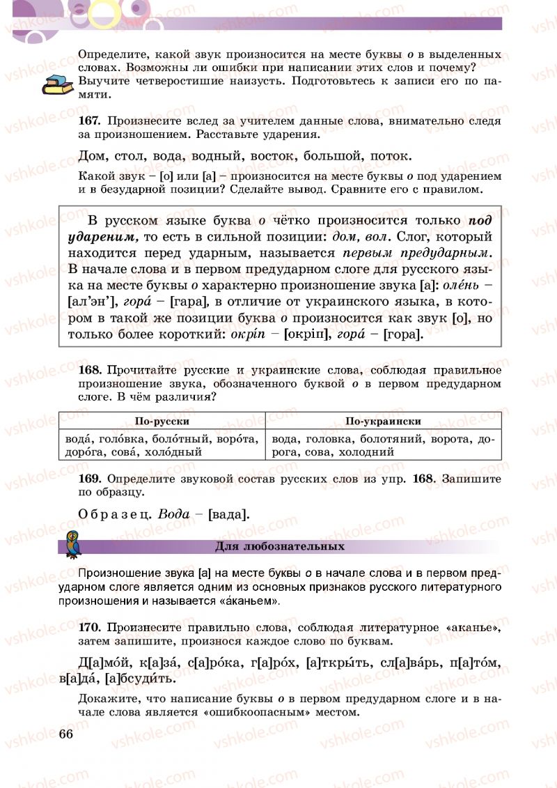 Страница 66 | Підручник Русский язык 5 клас Т.М. Полякова, Е.И. Самонова 2013