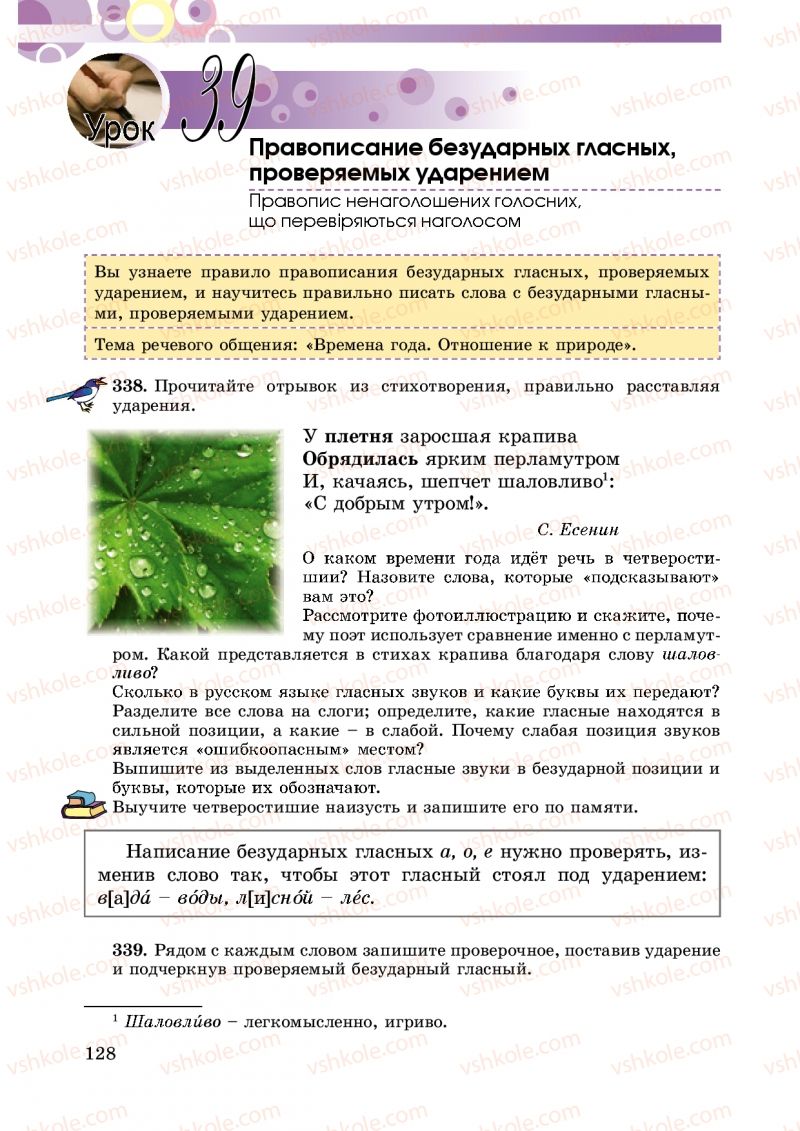 Страница 128 | Підручник Русский язык 5 клас Т.М. Полякова, Е.И. Самонова 2013