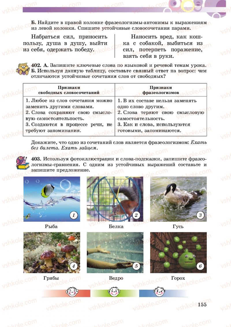Страница 155 | Підручник Русский язык 5 клас Т.М. Полякова, Е.И. Самонова 2013