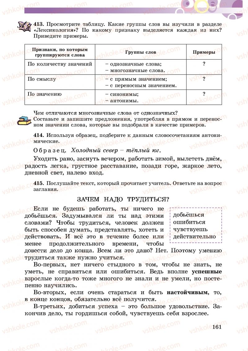 Страница 161 | Підручник Русский язык 5 клас Т.М. Полякова, Е.И. Самонова 2013