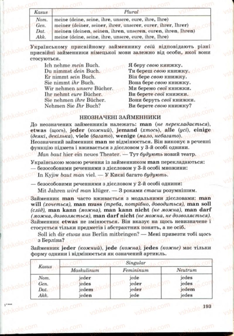 Страница 193 | Підручник Німецька мова 8 клас Н.П. Басай 2008 4 рік навчання