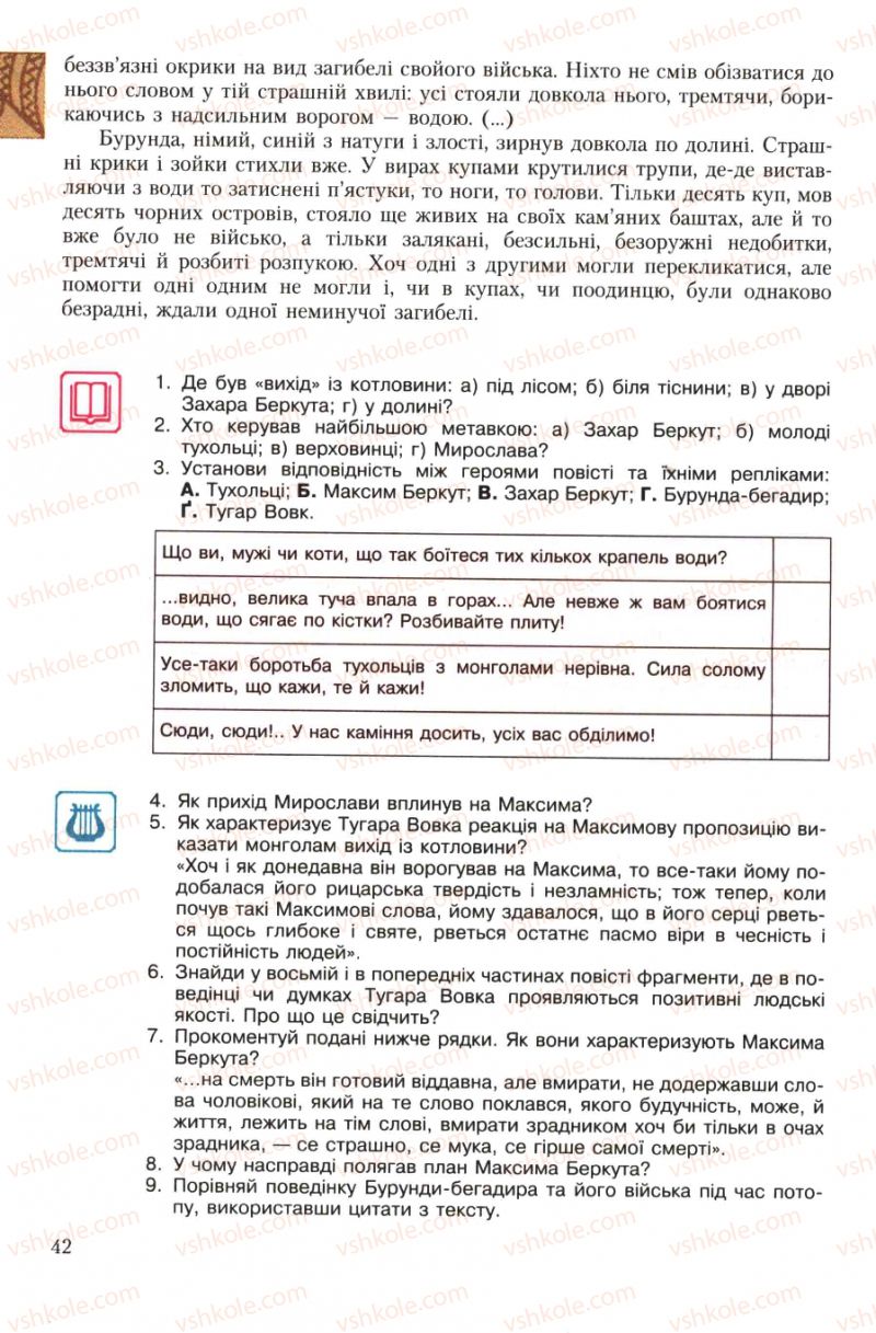 Страница 42 | Підручник Українська література 7 клас О.М. Авраменко 2007