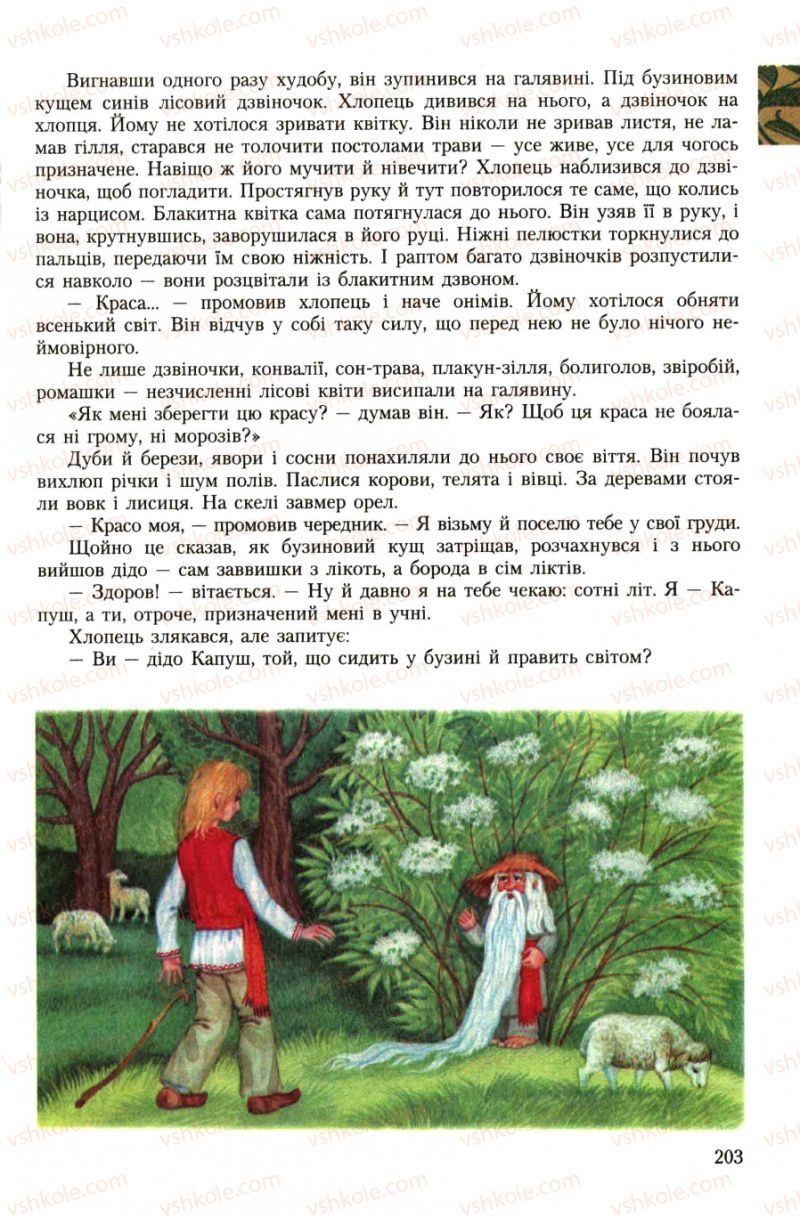 Страница 203 | Підручник Українська література 7 клас О.М. Авраменко 2007
