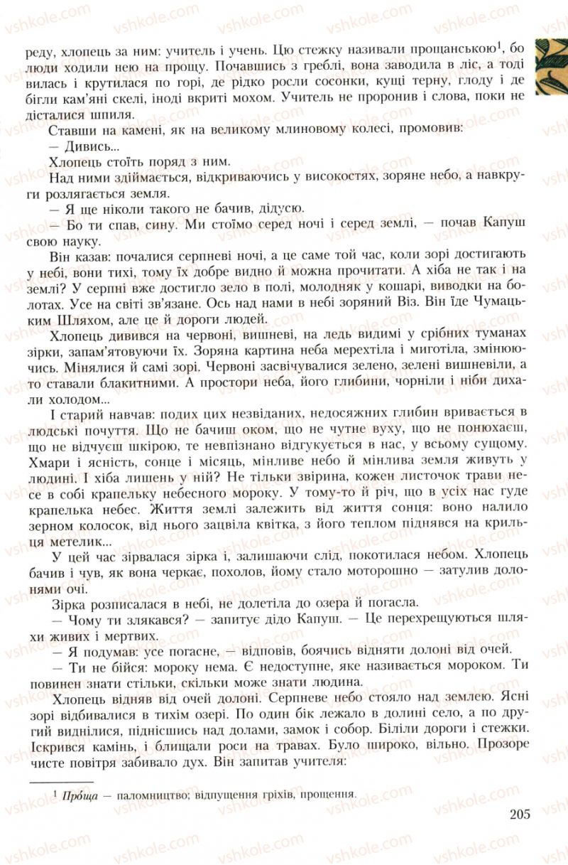 Страница 205 | Підручник Українська література 7 клас О.М. Авраменко 2007