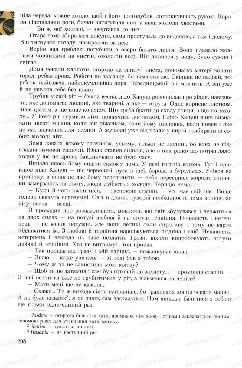 Страница 208 | Підручник Українська література 7 клас О.М. Авраменко 2007