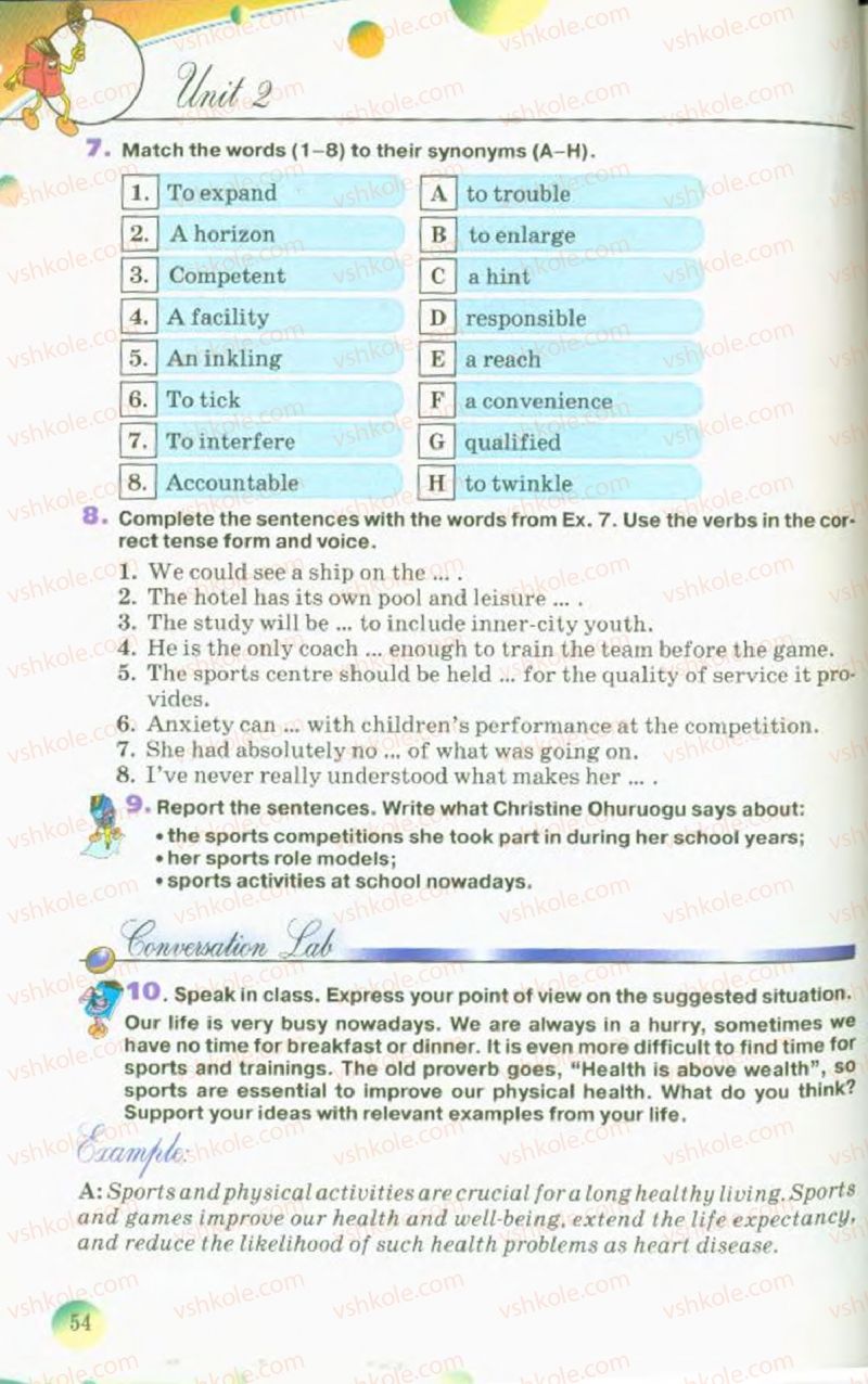 Страница 54 | Підручник Англiйська мова 10 клас А.М. Несвіт 2010 9 рік навчання