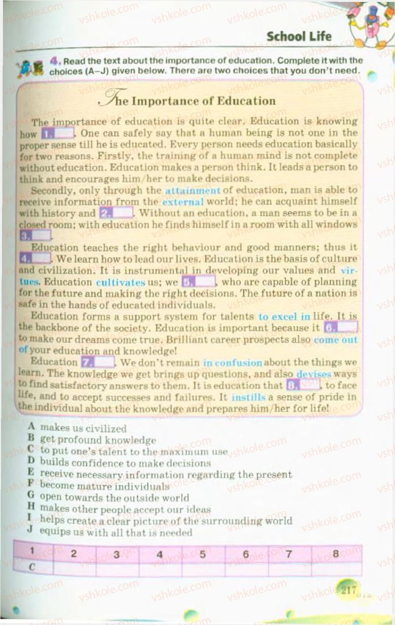 Страница 217 | Підручник Англiйська мова 10 клас А.М. Несвіт 2010 9 рік навчання
