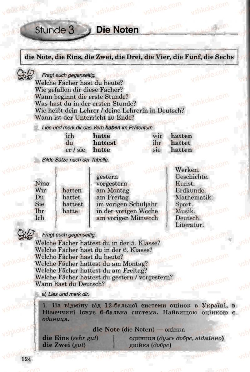 Страница 124 | Підручник Німецька мова 6 клас Н.П. Басай 2006