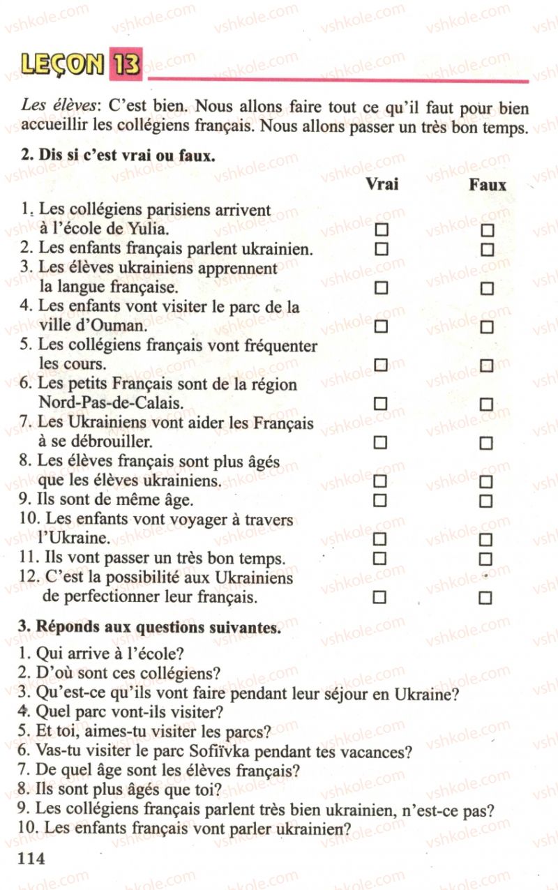 Страница 114 | Підручник Французька мова 6 клас Ю.М. Клименко 2006
