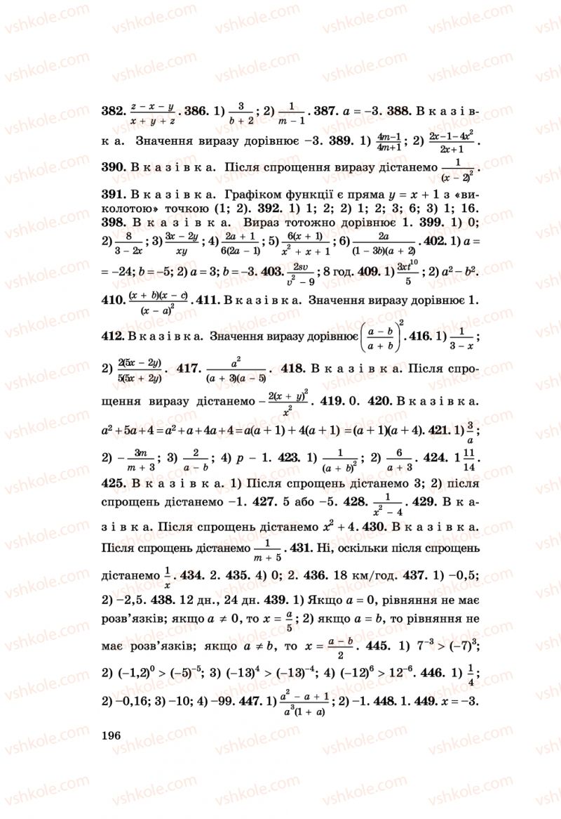 Страница 196 | Підручник Алгебра 8 клас О.С. Істер 2008