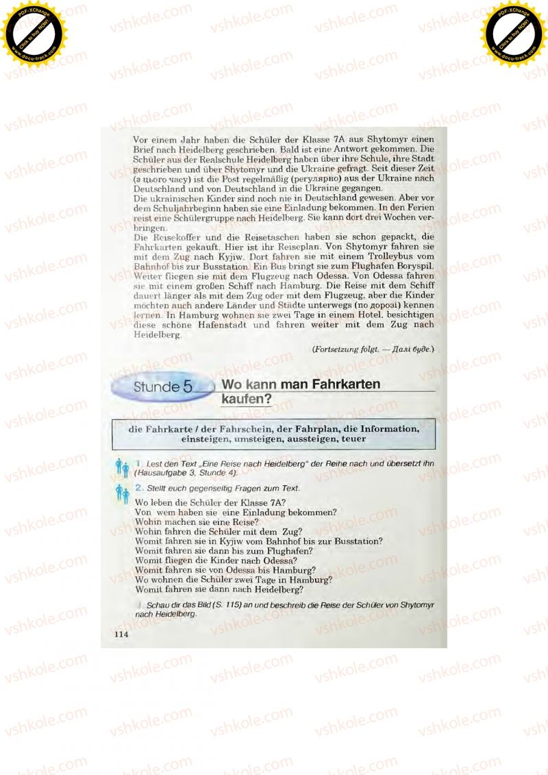 Страница 114 | Підручник Німецька мова 7 клас Н.П. Басай 2011
