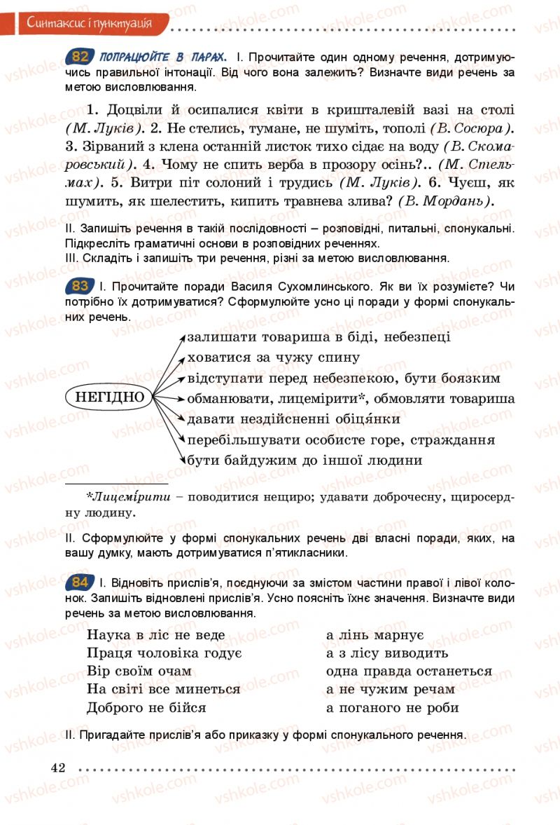 Страница 42 | Підручник Українська мова 5 клас О.В. Заболотний 2013