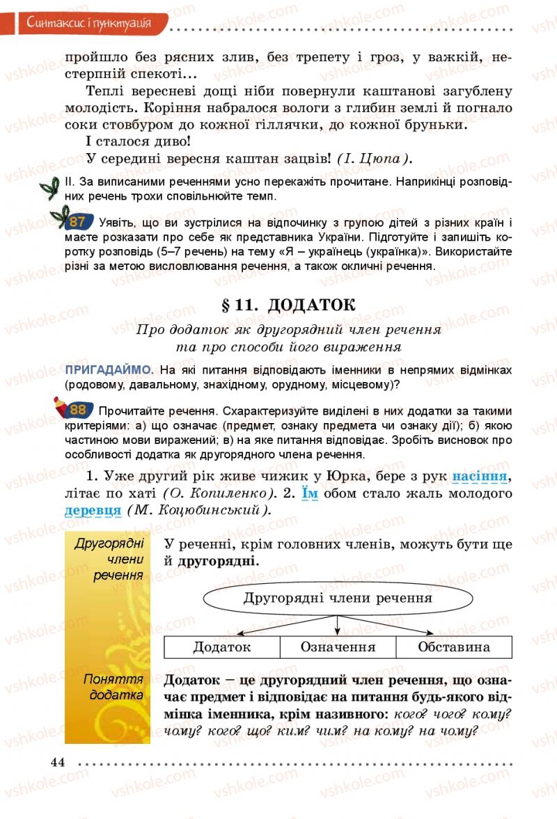 Страница 44 | Підручник Українська мова 5 клас О.В. Заболотний 2013