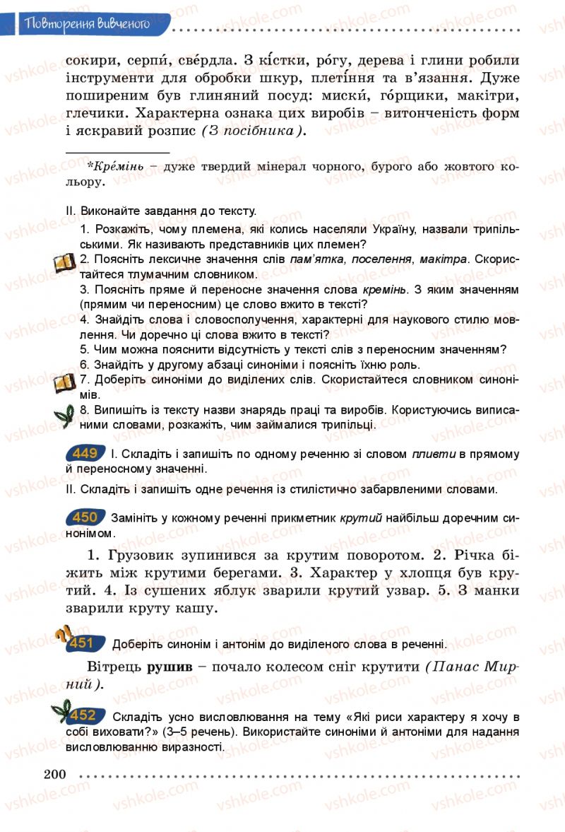 Страница 200 | Підручник Українська мова 5 клас О.В. Заболотний 2013