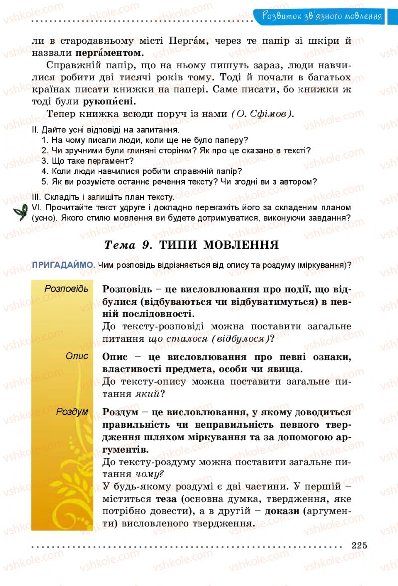 Страница 225 | Підручник Українська мова 5 клас О.В. Заболотний 2013