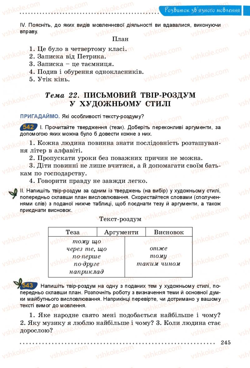 Страница 245 | Підручник Українська мова 5 клас О.В. Заболотний 2013