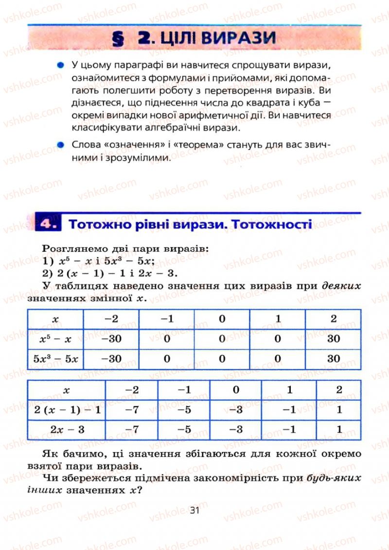 Страница 31 | Підручник Алгебра 7 клас А.Г. Мерзляк, В.Б. Полонський, М.С. Якір 2008