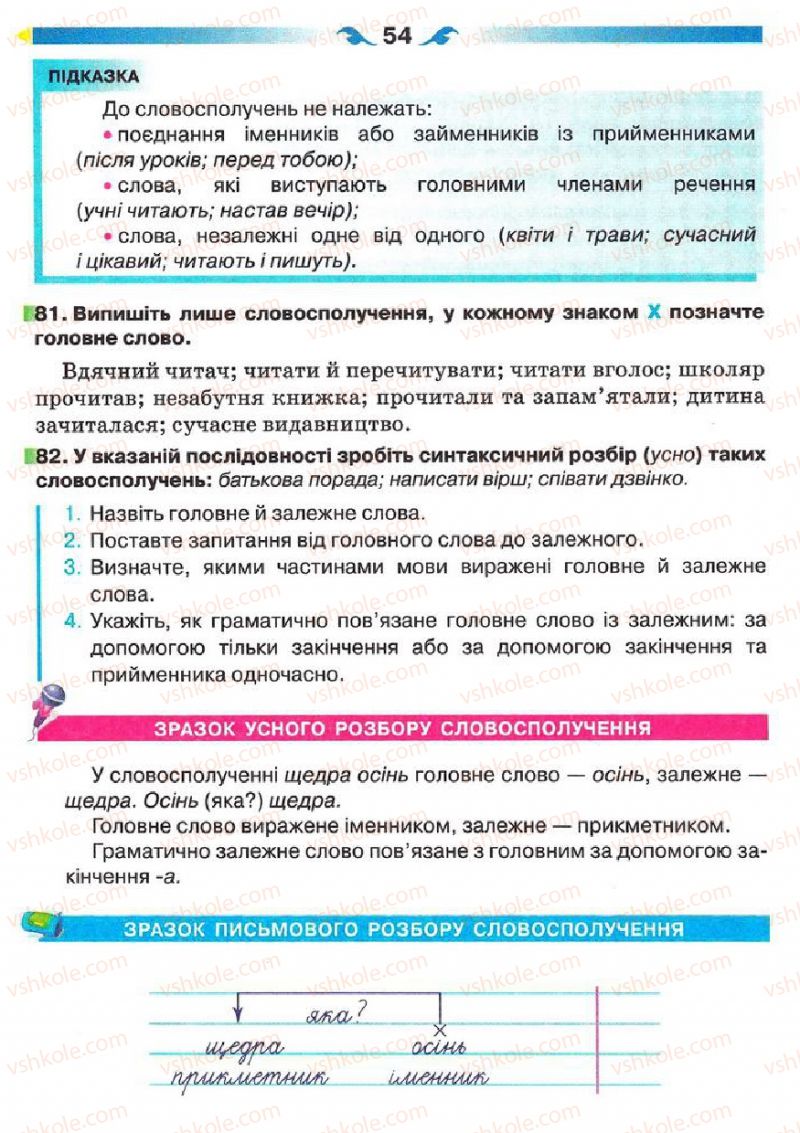 Страница 54 | Підручник Українська мова 5 клас О.П. Глазова 2013