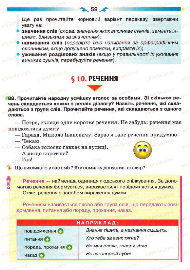 Страница 59 | Підручник Українська мова 5 клас О.П. Глазова 2013