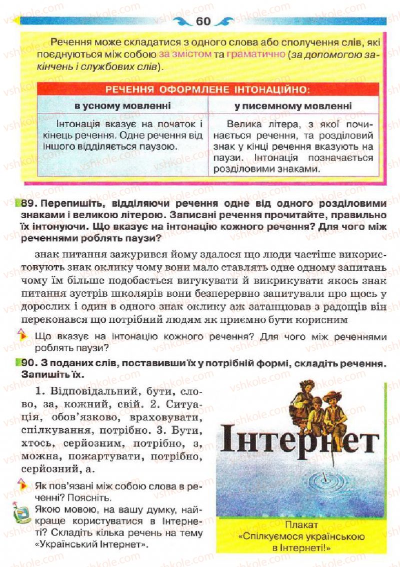 Страница 60 | Підручник Українська мова 5 клас О.П. Глазова 2013