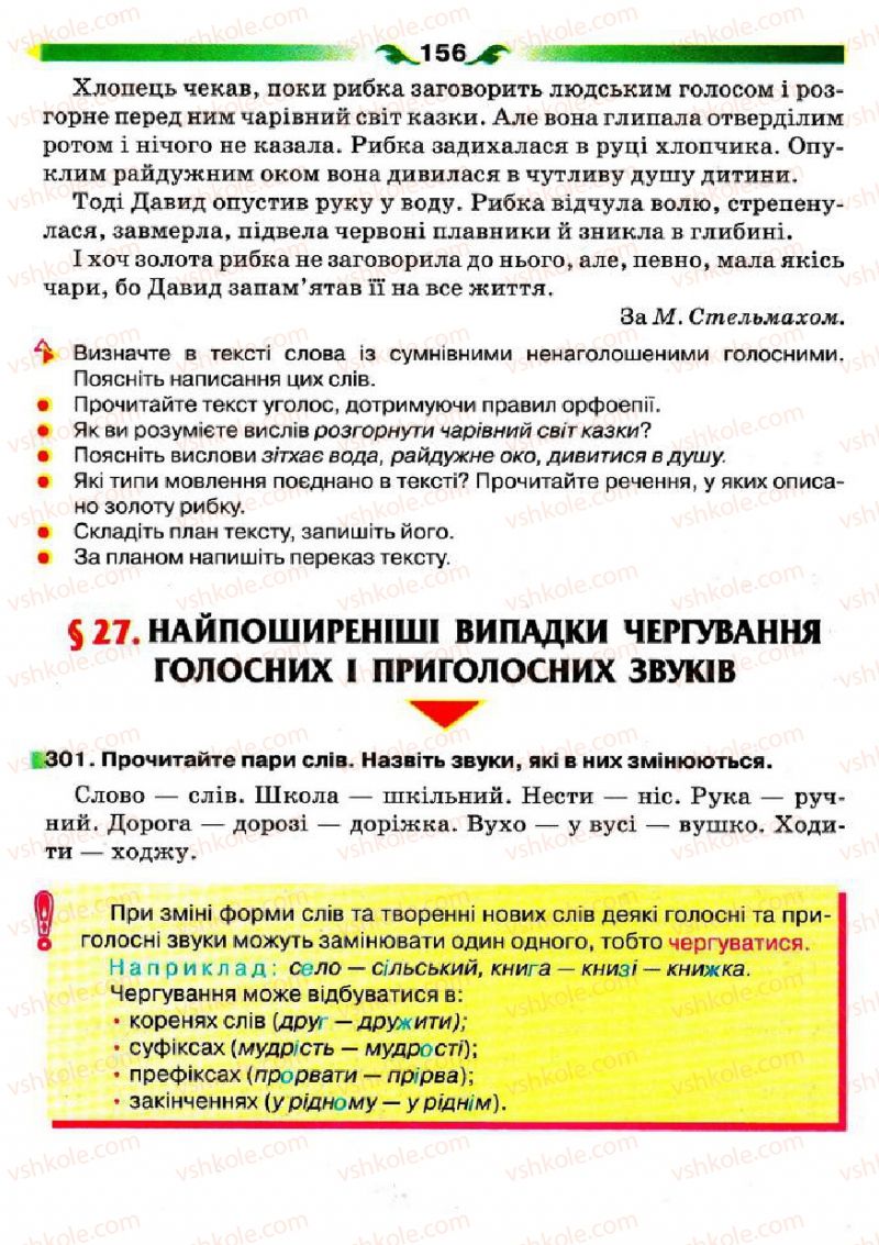 Страница 156 | Підручник Українська мова 5 клас О.П. Глазова 2013