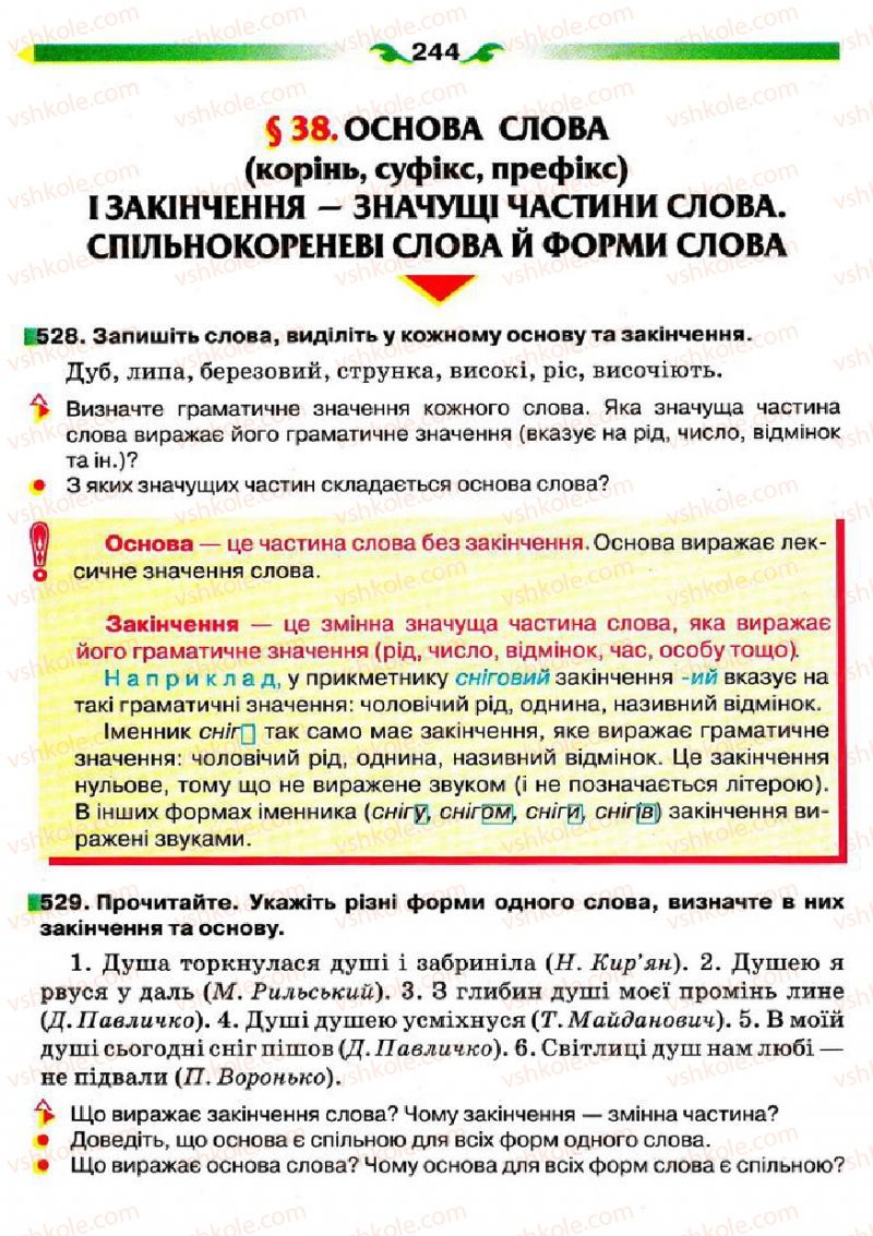 Страница 244 | Підручник Українська мова 5 клас О.П. Глазова 2013