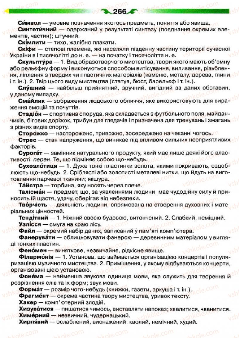 Страница 266 | Підручник Українська мова 5 клас О.П. Глазова 2013
