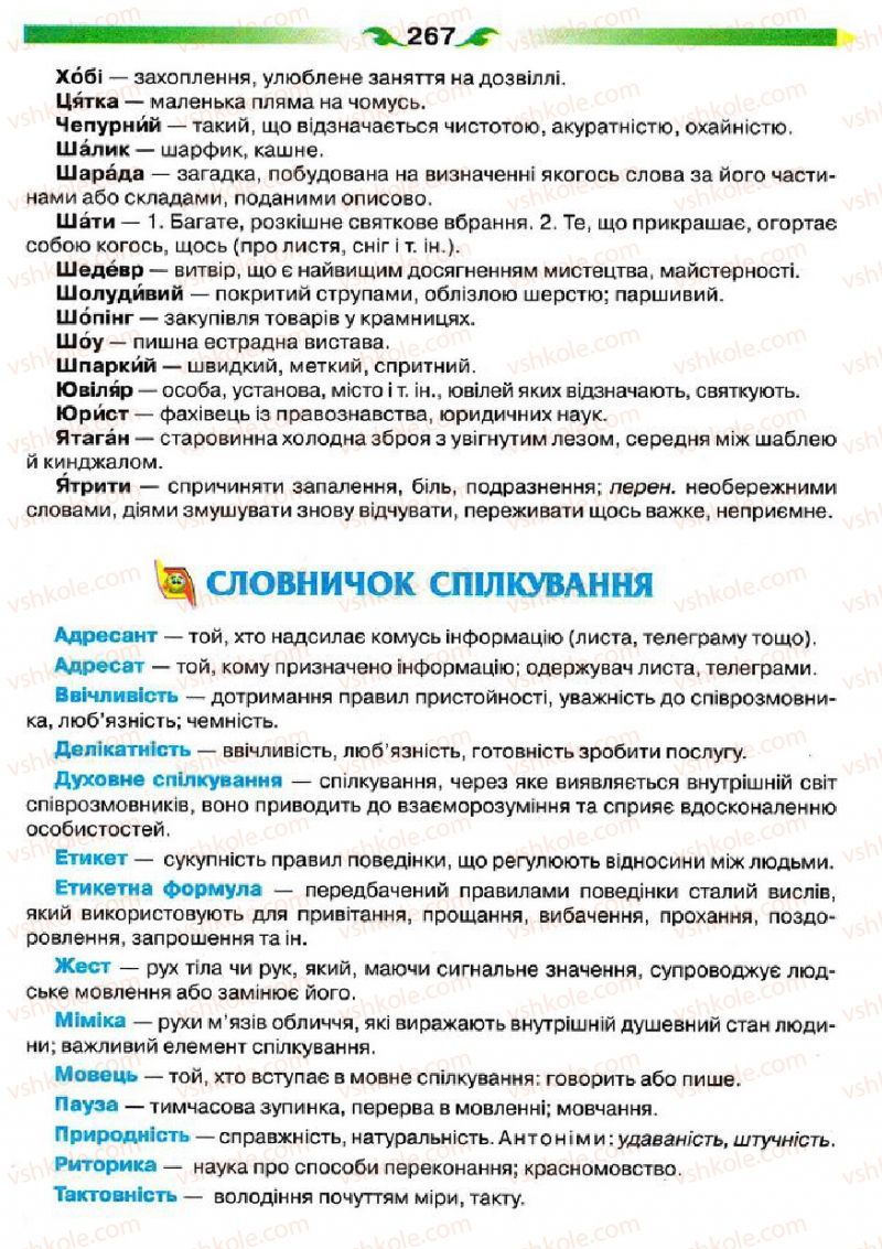 Страница 267 | Підручник Українська мова 5 клас О.П. Глазова 2013
