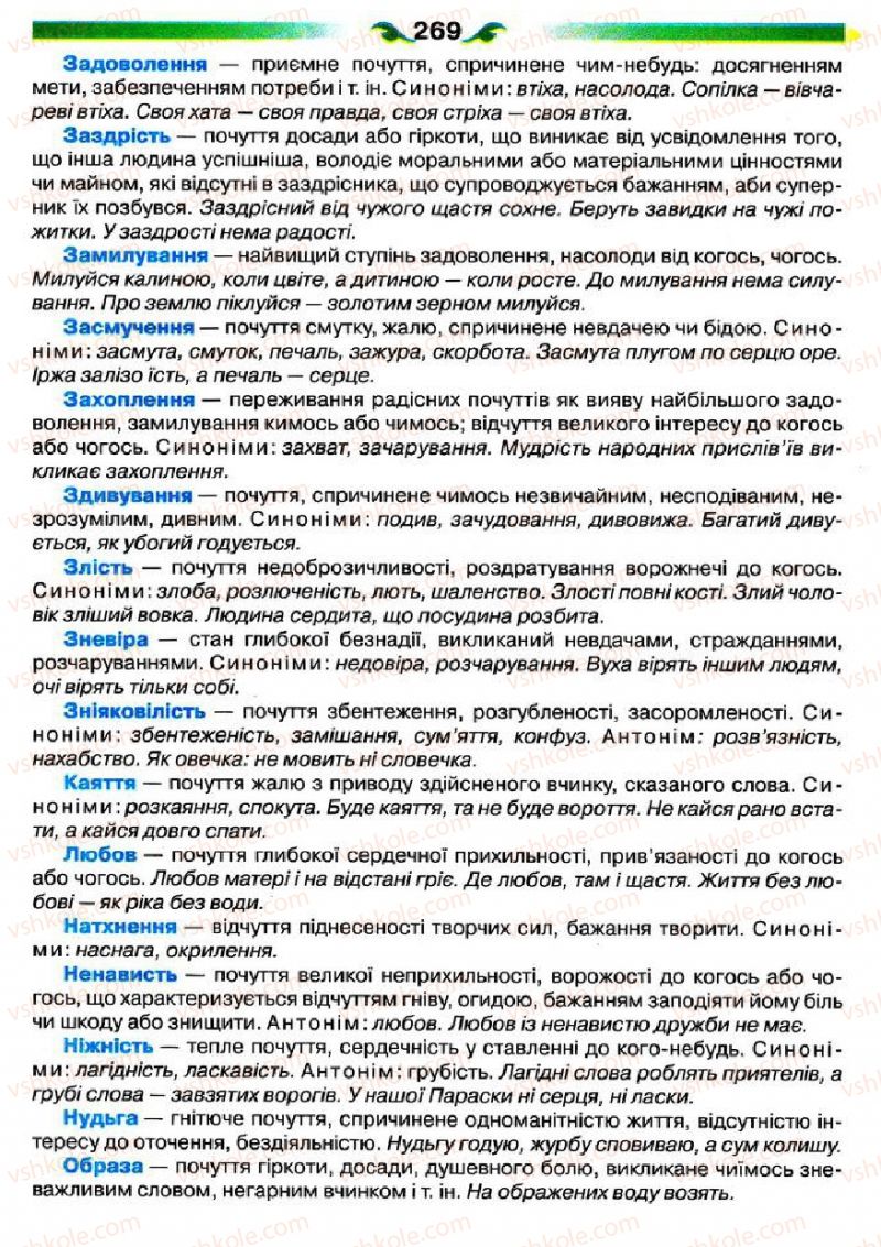 Страница 269 | Підручник Українська мова 5 клас О.П. Глазова 2013
