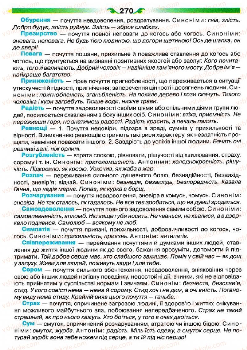 Страница 270 | Підручник Українська мова 5 клас О.П. Глазова 2013
