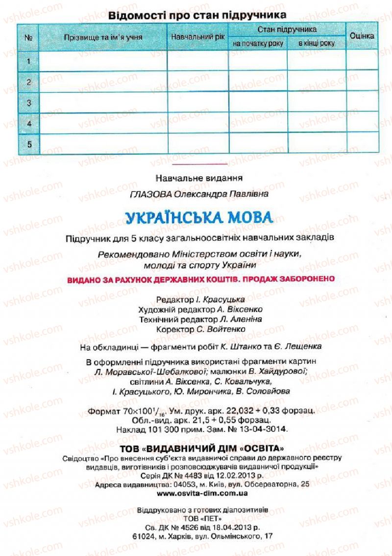 Страница 272 | Підручник Українська мова 5 клас О.П. Глазова 2013