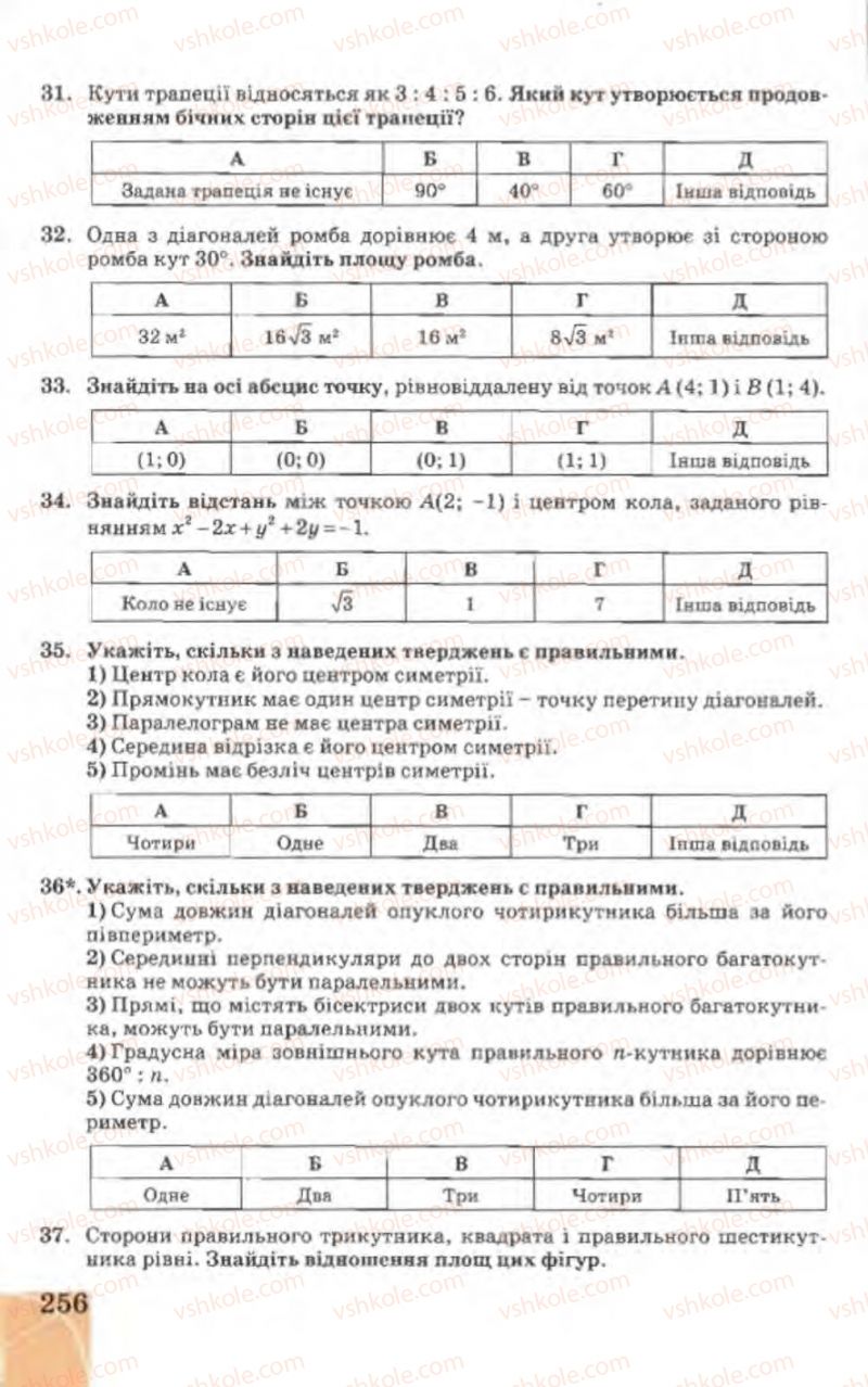 Страница 256 | Підручник Геометрія 9 клас Г.В. Апостолова 2009
