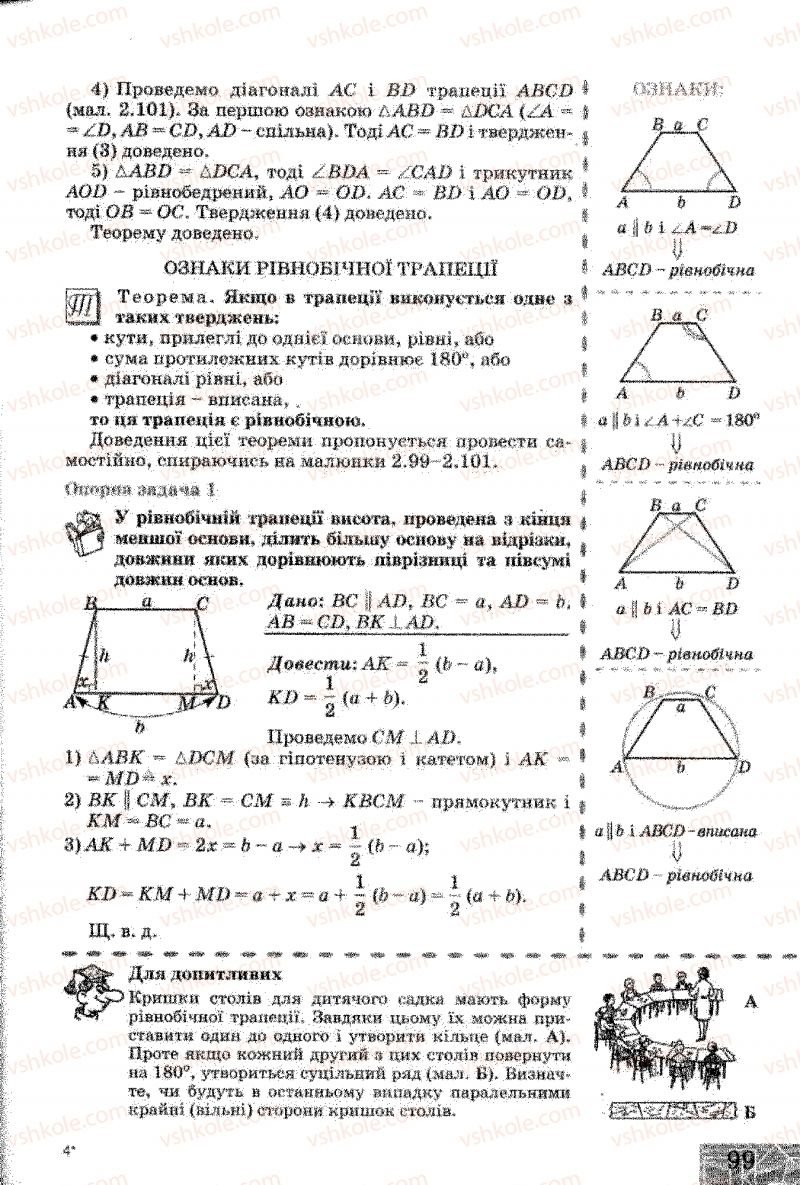 Страница 99 | Підручник Геометрія 8 клас Г.В. Апостолова 2008