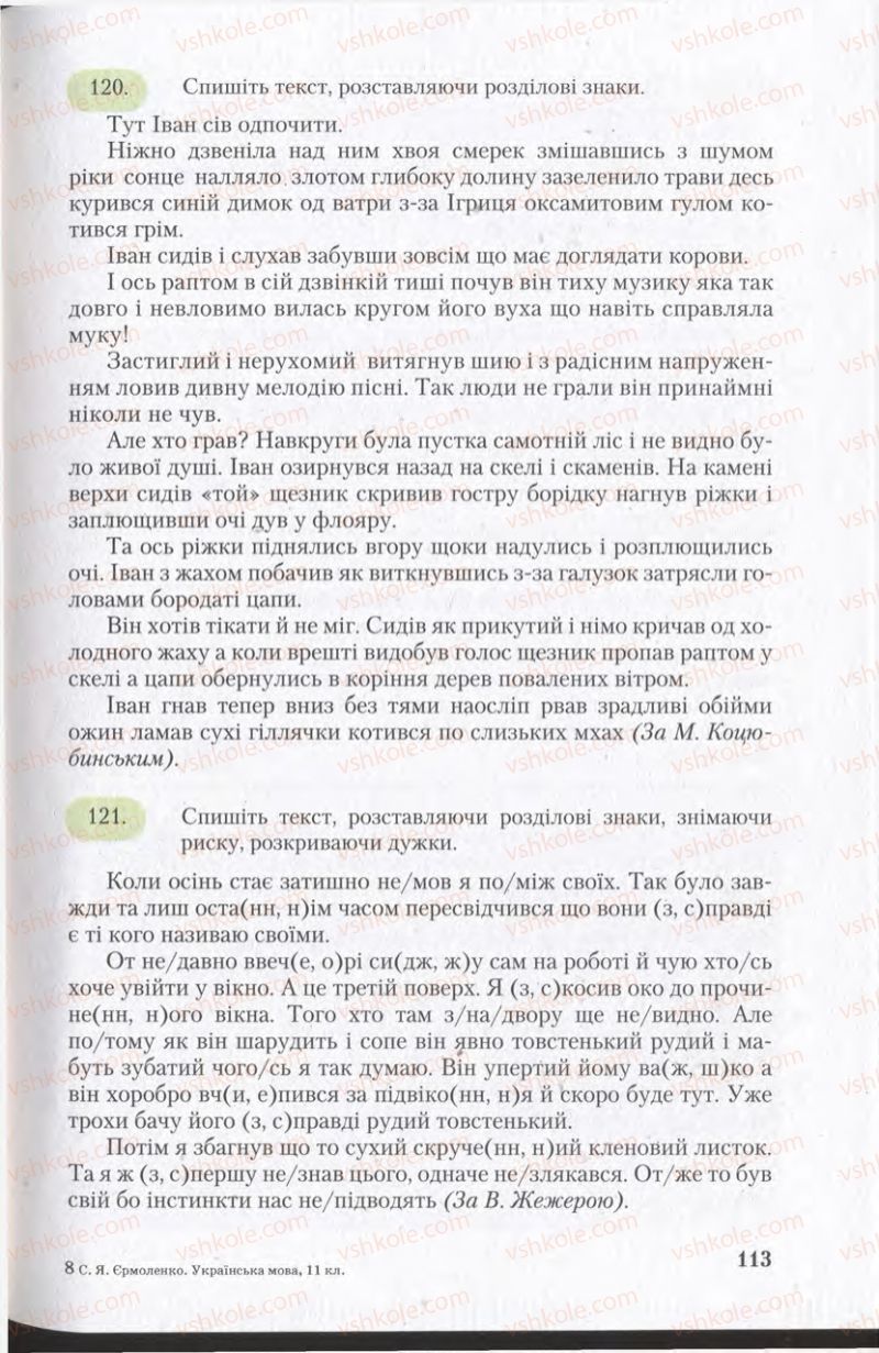 Страница 113 | Підручник Українська мова 11 клас С.Я. Єрмоленко, В.Т. Сичова 2011